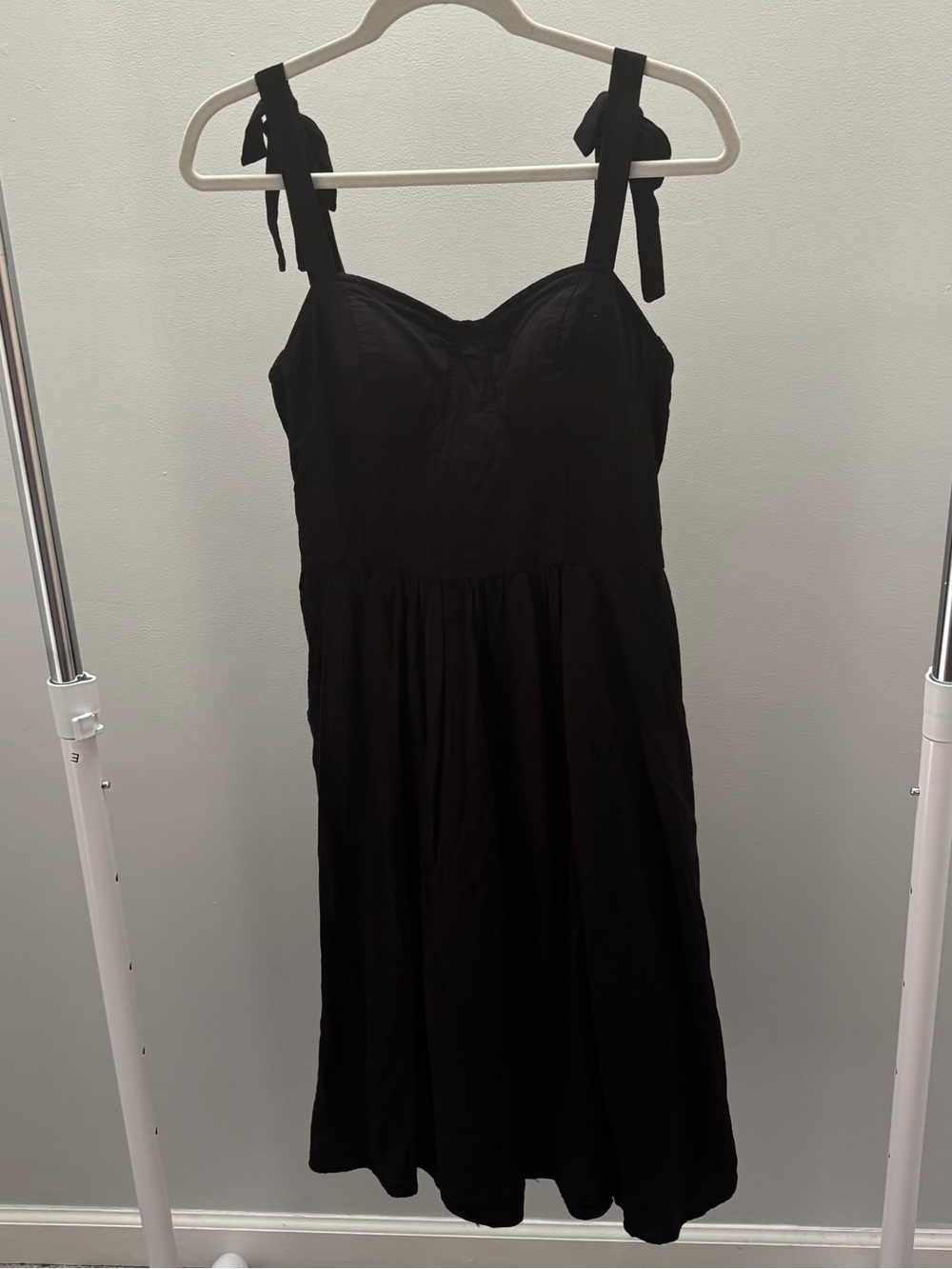 LC Lauren Conrad Black Tie-Shoulder Midi Corset Dress with Removable Pads